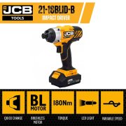 JCB 18V Cordless  Combi Drill and Impact Driver with 2 x 2Ah Li-ion Batteries and 20" Kit Bag - 21-18TPK-2-BG